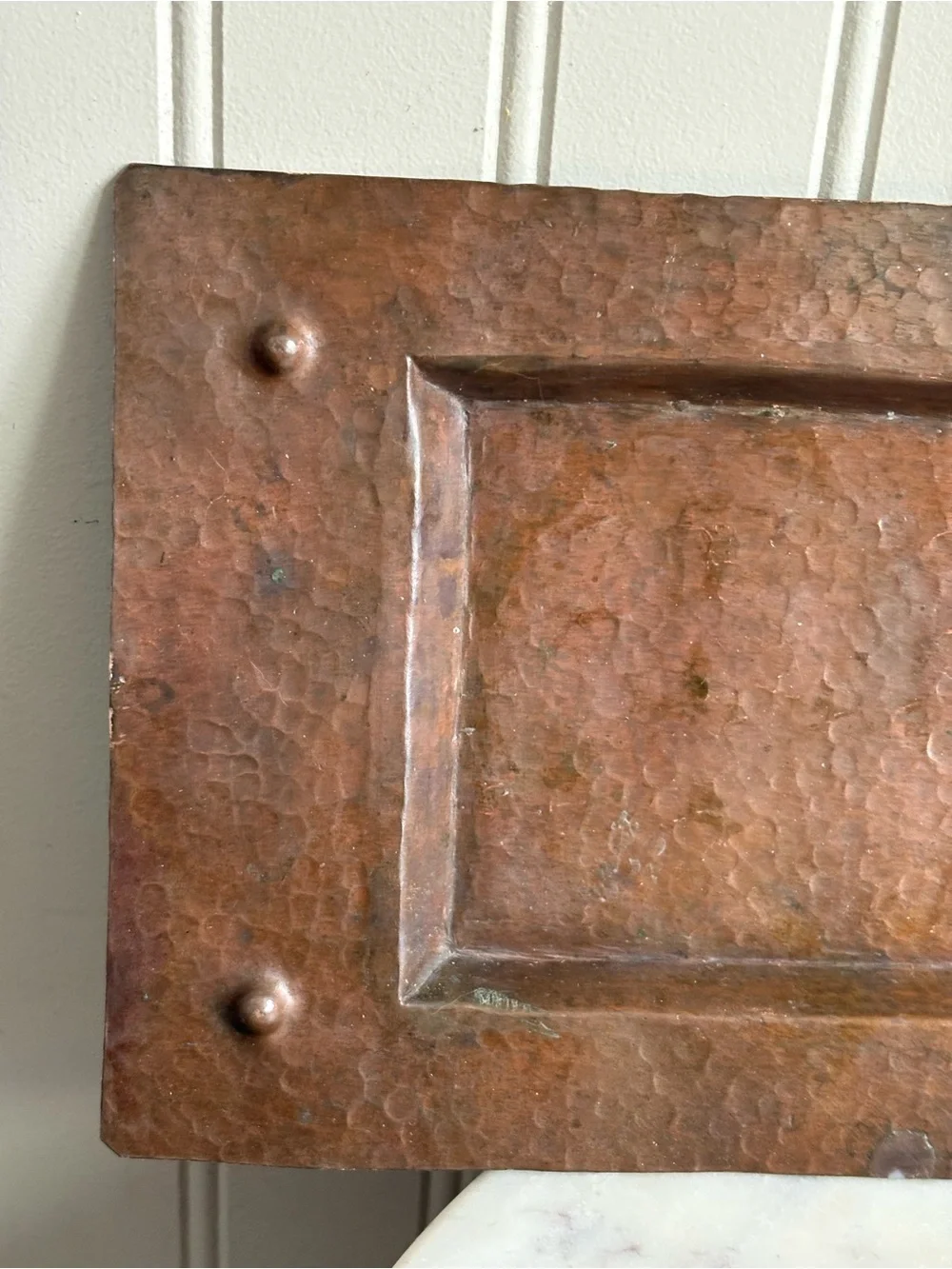 Vintage Hammered Copper Low Profile Rectanglular Decorative Tray Collectible VTG